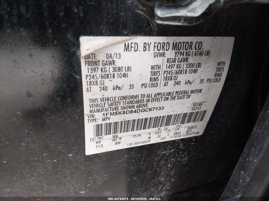 1FM5K8D84DGC67133 2013 FORD EXPLORER photo no. 9
