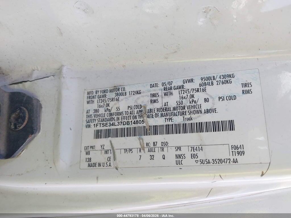 1FTSE34L37DB14805 2007 FORD E-350 SUPER DUTY photo no. 9