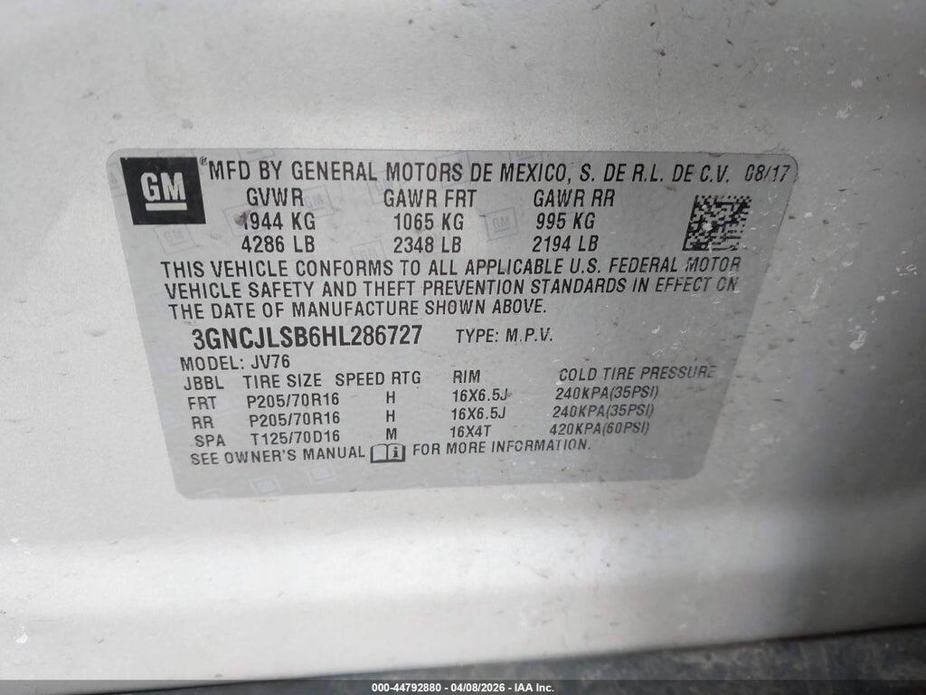 3GNCJLSB6HL286727 2017 CHEVROLET TRAX photo no. 9