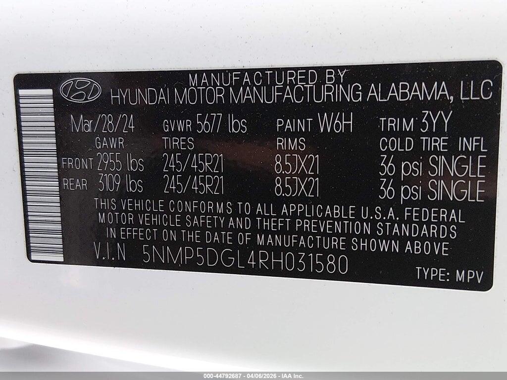 5NMP5DGL4RH031580 2024 HYUNDAI SANTA FE photo no. 9