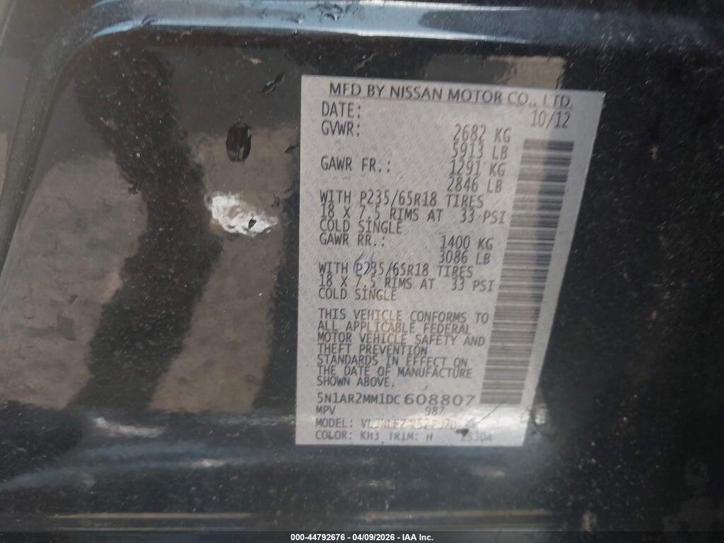 5N1AR2MM1DC608807 2013 NISSAN PATHFINDER photo no. 9