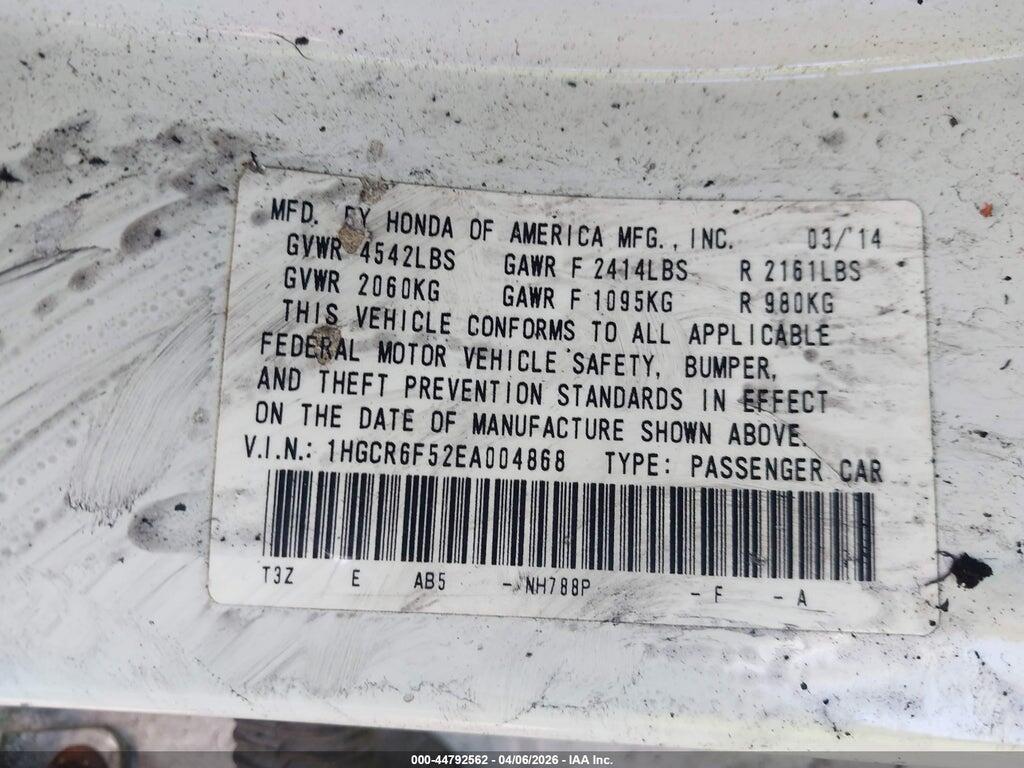 1HGCR6F52EA004868 2014 HONDA ACCORD HYBRID photo no. 9