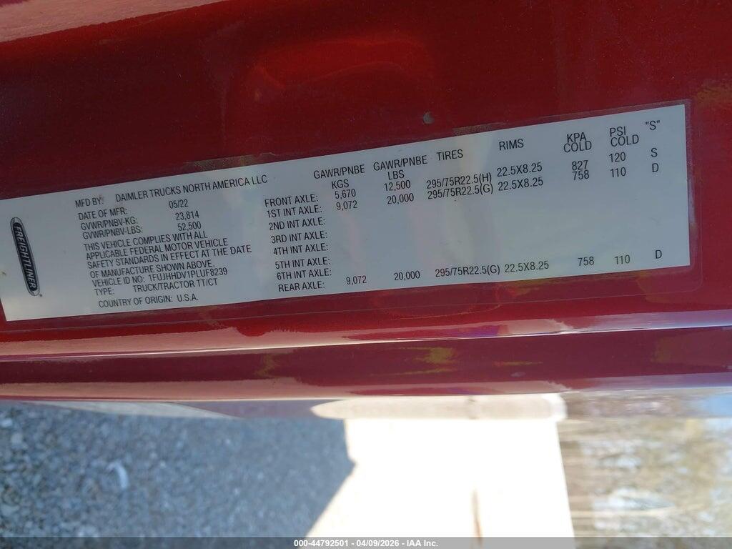 1FUJHHDV1PLUF8239 2023 FREIGHTLINER NEW CASCADIA 126 photo no. 9
