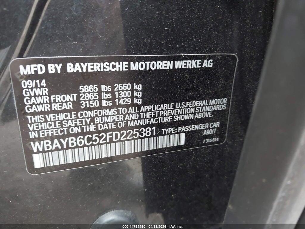 WBAYB6C52FD225381 2015 BMW 750I photo no. 9