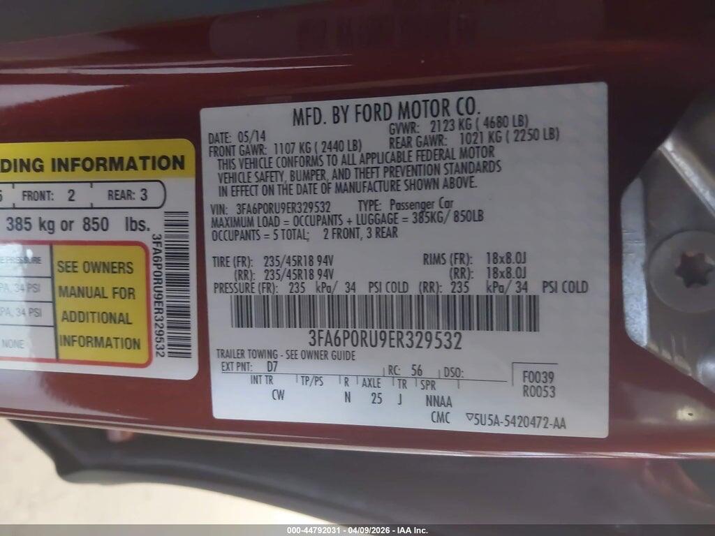 3FA6P0RU9ER329532 2014 FORD FUSION HYBRID photo no. 9