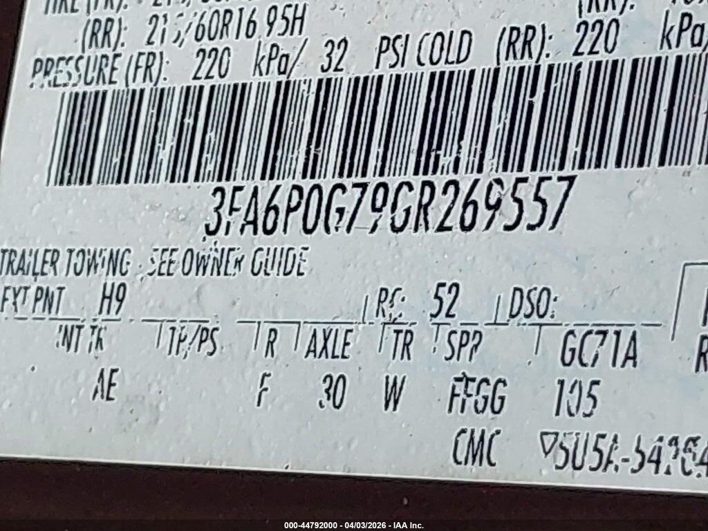 3FA6P0G79GR269557 2016 FORD FUSION photo no. 9