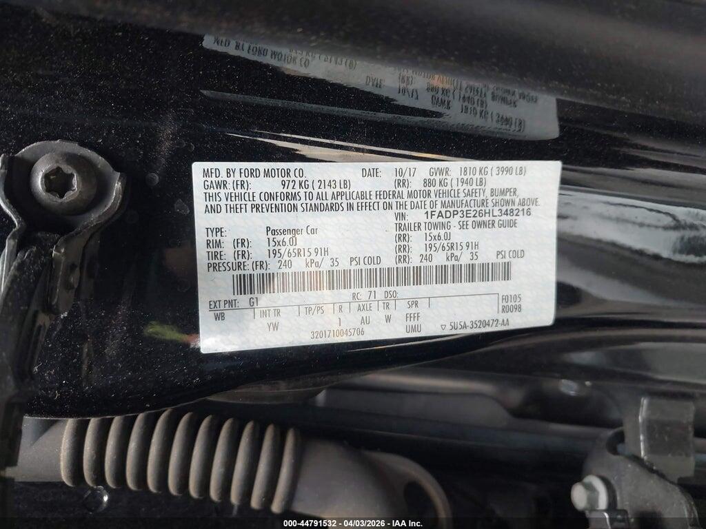 1FADP3E26HL348216 2017 FORD FOCUS photo no. 9