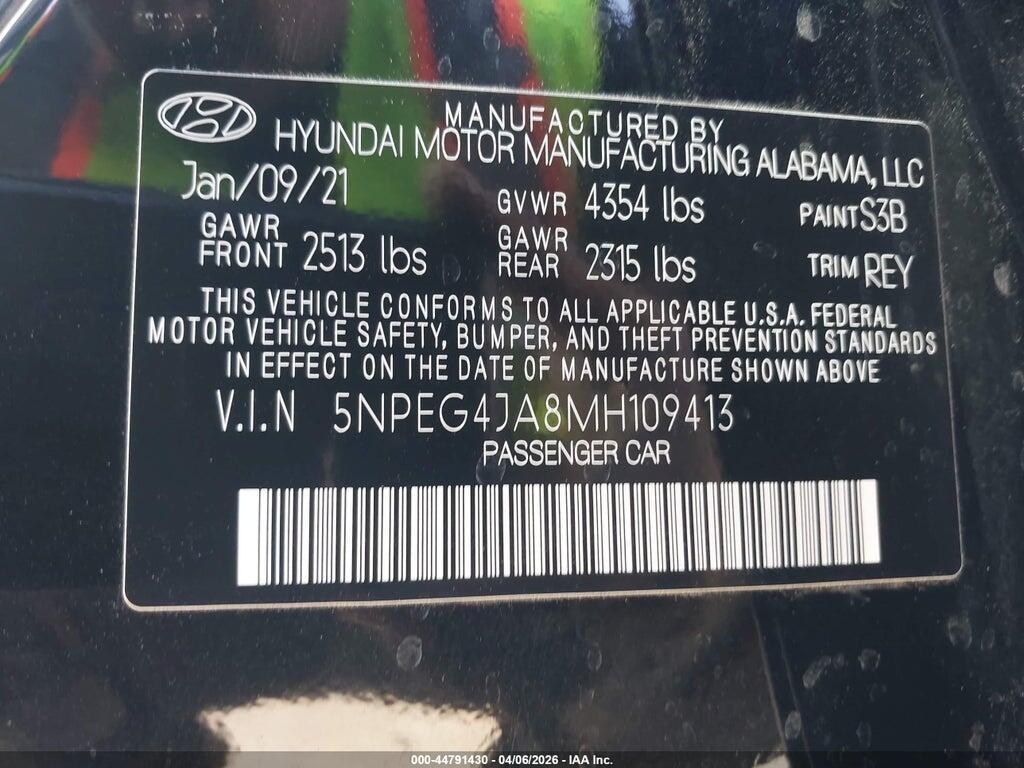 5NPEG4JA8MH109413 2021 HYUNDAI SONATA photo no. 9