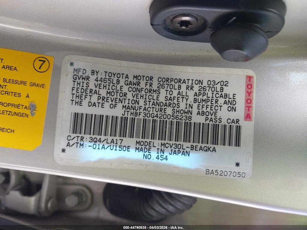 JTHBF30G420056238 2002 LEXUS ES 300 photo no. 9
