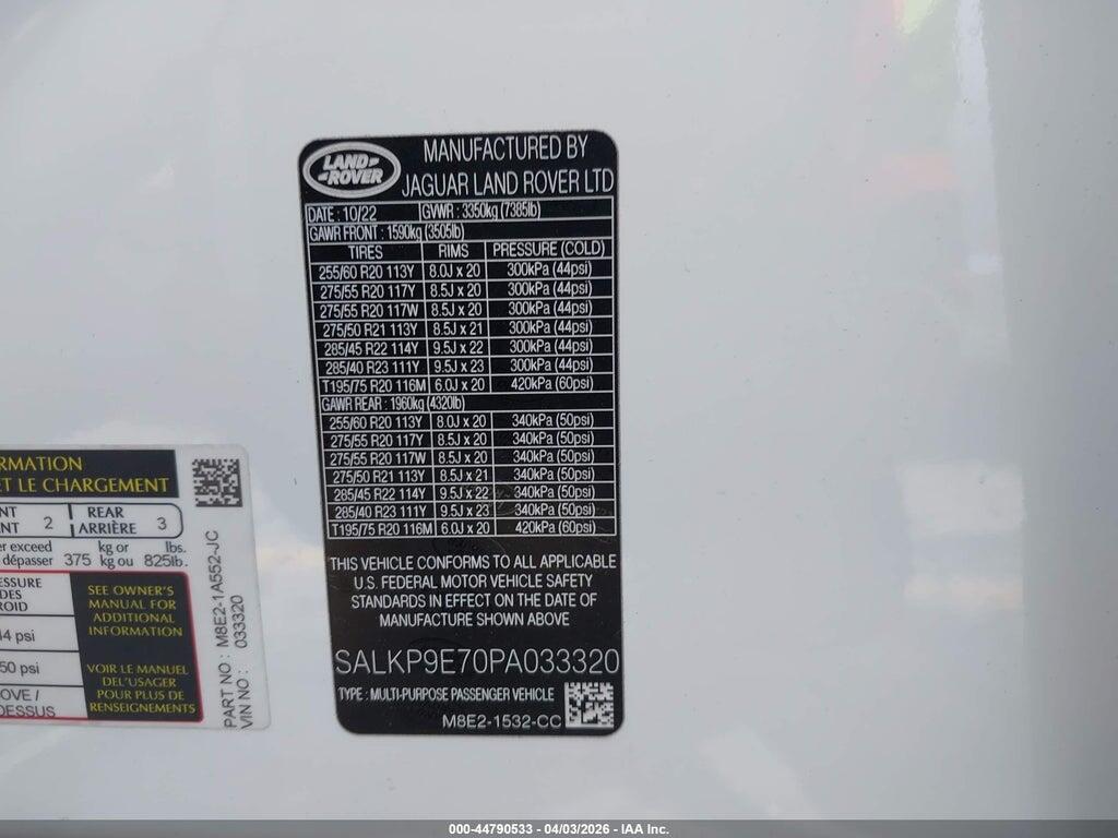 SALKP9E70PA033320 2023 LAND ROVER RANGE ROVER photo no. 9