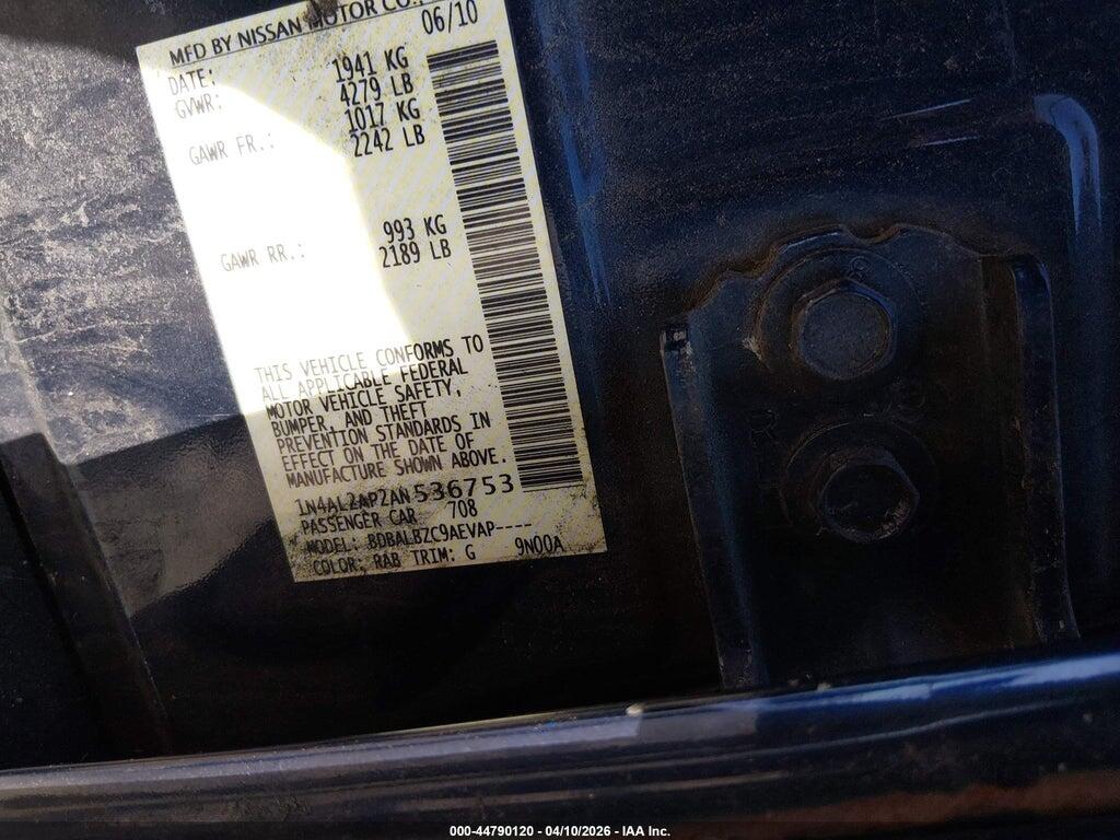 1N4AL2AP2AN536753 2010 NISSAN ALTIMA photo no. 9
