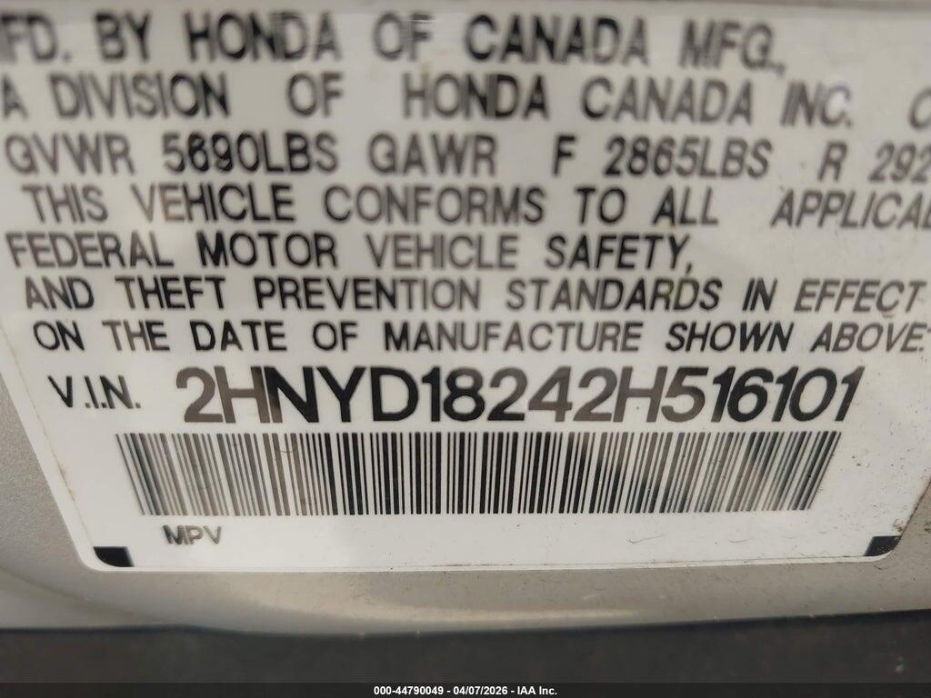 2HNYD18242H516101 2002 ACURA MDX photo no. 9