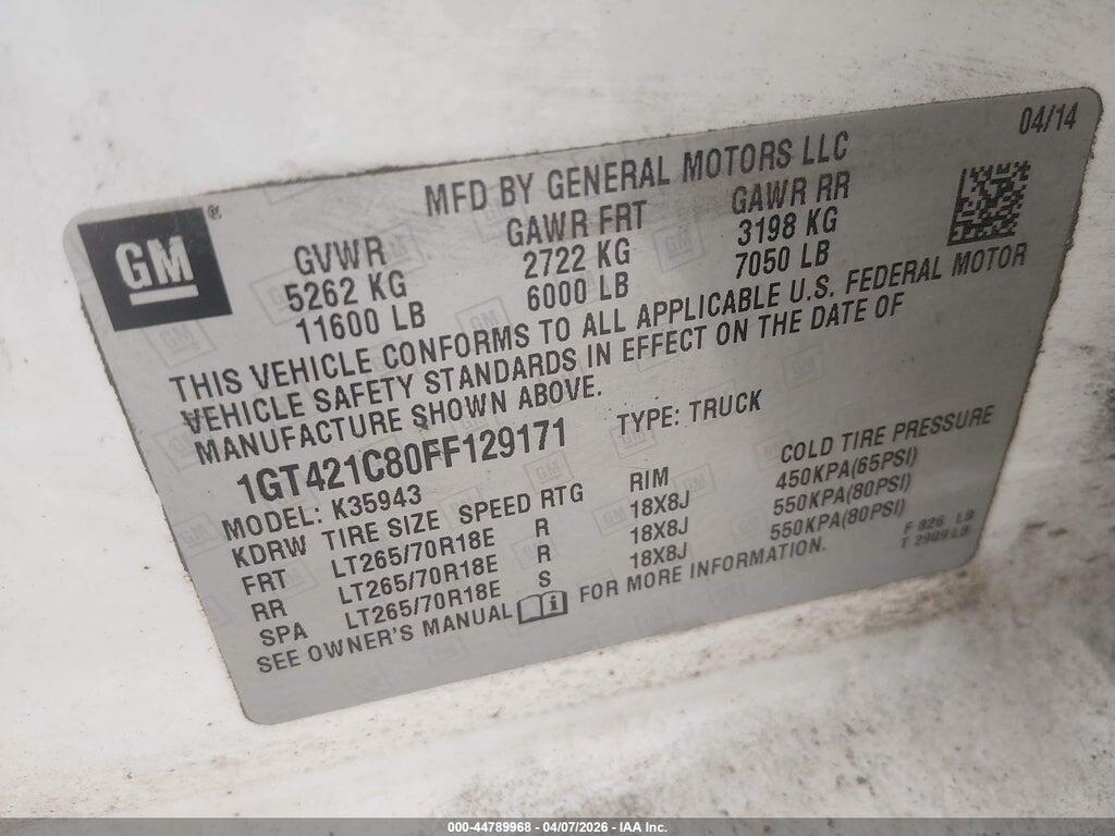 1GT421C80FF129171 2015 GMC SIERRA 3500HD photo no. 9