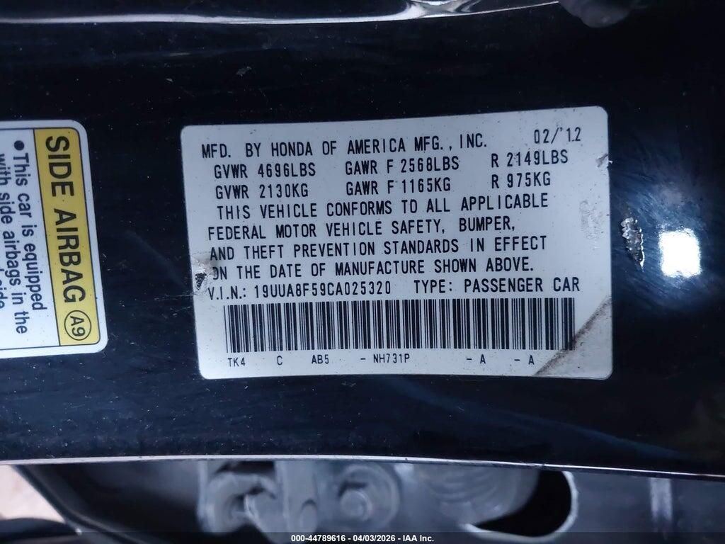 19UUA8F59CA025320 2012 ACURA TL photo no. 9