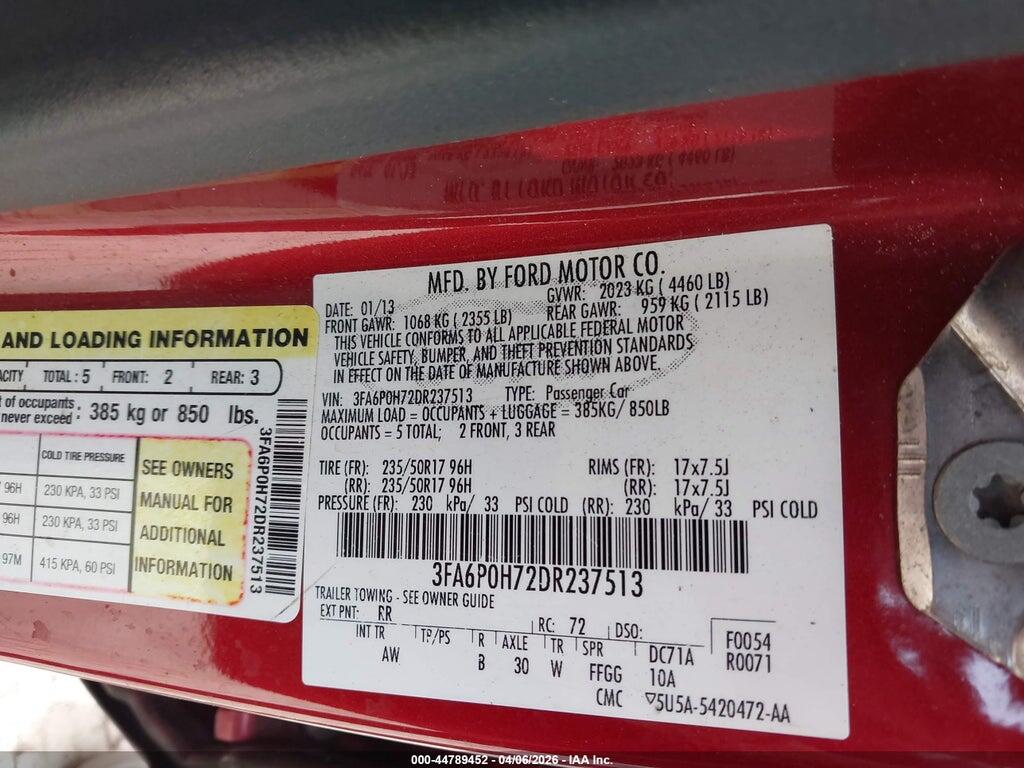 3FA6P0H72DR237513 2013 FORD FUSION photo no. 9