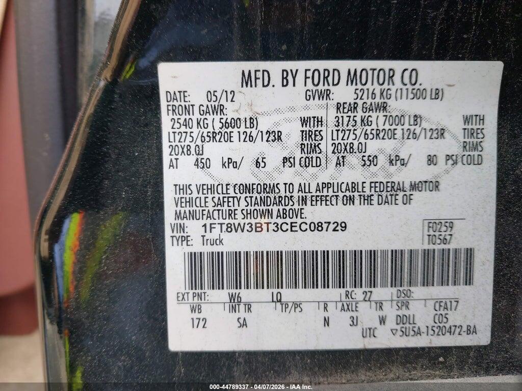 1FT8W3BT3CEC08729 2012 FORD F-350 photo no. 8
