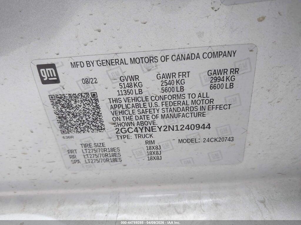 2GC4YNEY2N1240944 2022 CHEVROLET SILVERADO 2500HD photo no. 8