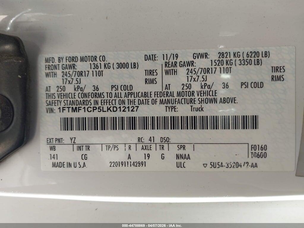 1FTMF1CP5LKD12127 2020 FORD F-150 photo no. 9