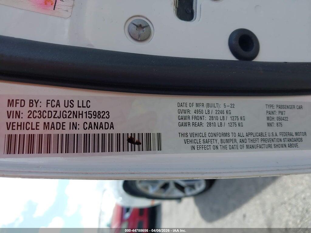 2C3CDZJG2NH159823 2022 DODGE CHALLENGER photo no. 9