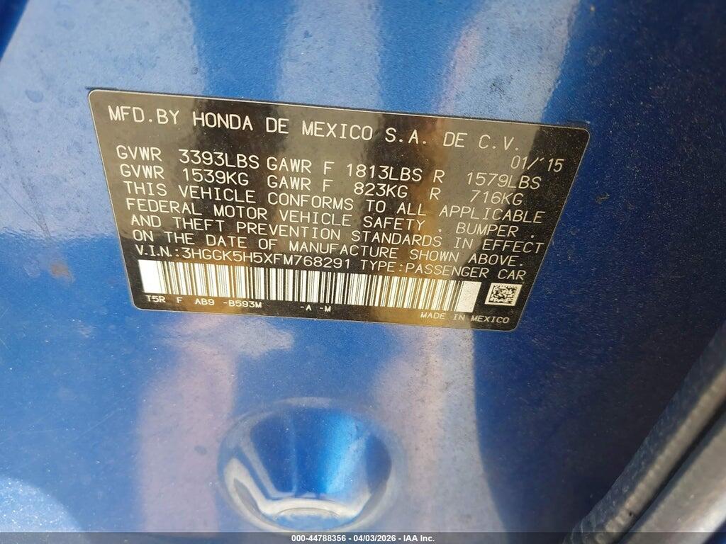3HGGK5H5XFM768291 2015 HONDA FIT photo no. 9