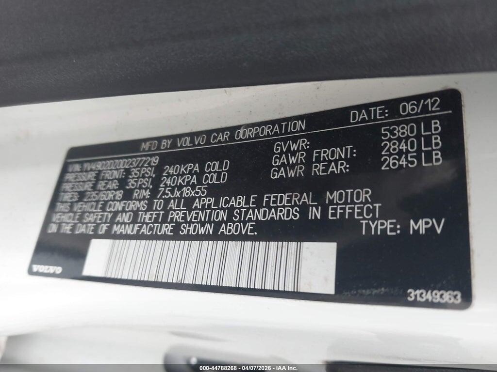 YV4902DZ0D2377219 2013 VOLVO XC60 photo no. 9