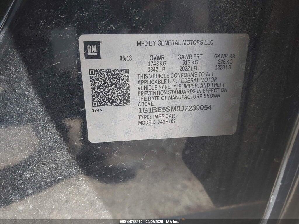 1G1BE5SM9J7239054 2018 CHEVROLET CRUZE photo no. 9
