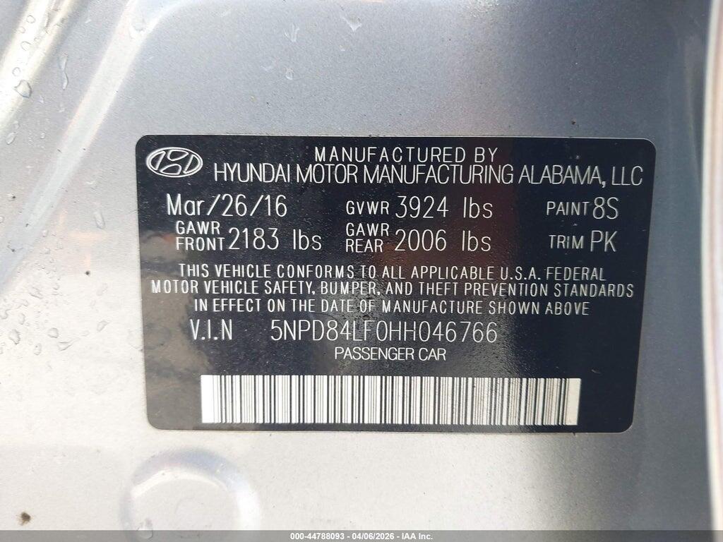 5NPD84LF0HH046766 2017 HYUNDAI ELANTRA photo no. 9
