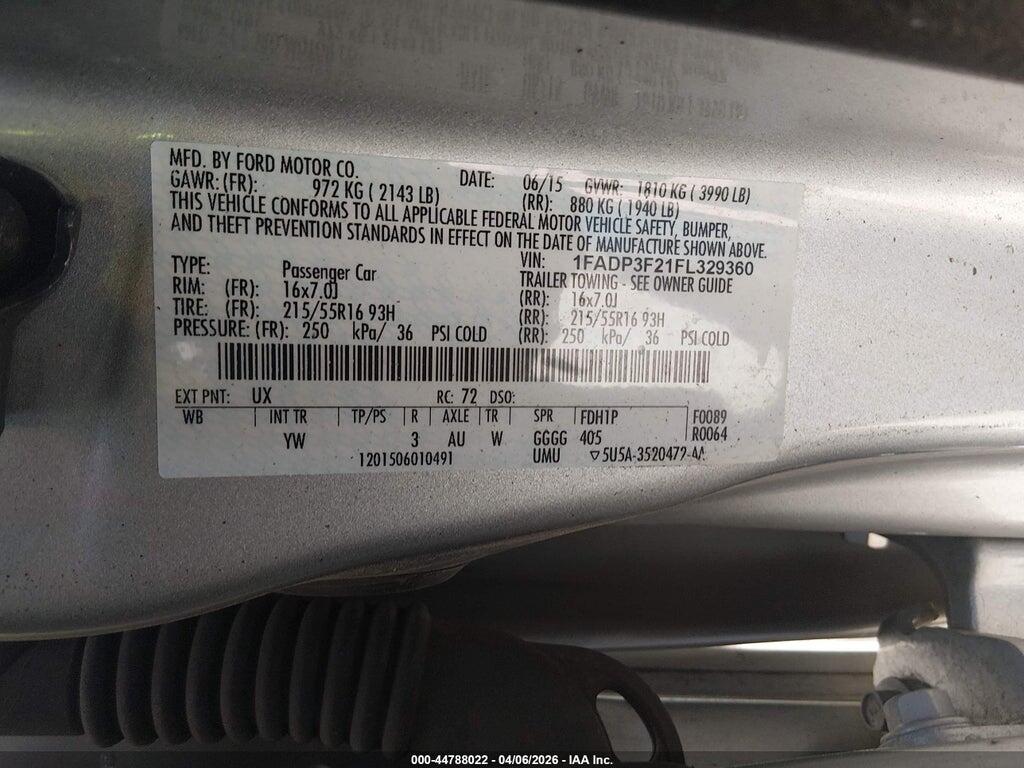 1FADP3F21FL329360 2015 FORD FOCUS photo no. 9