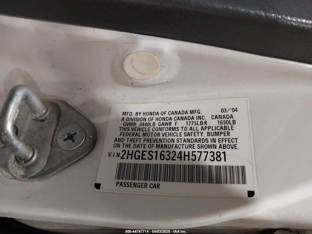 2HGES16324H577381 2004 HONDA CIVIC photo no. 9