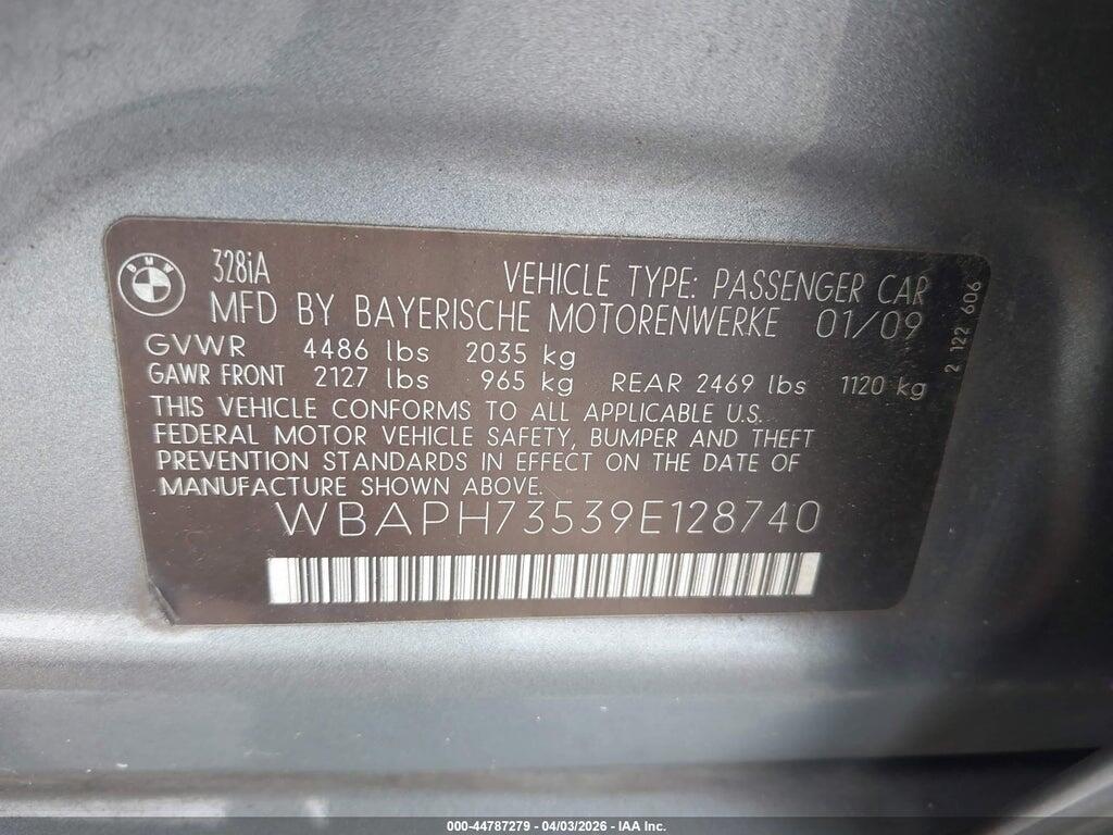 WBAPH73539E128740 2009 BMW 328I photo no. 9