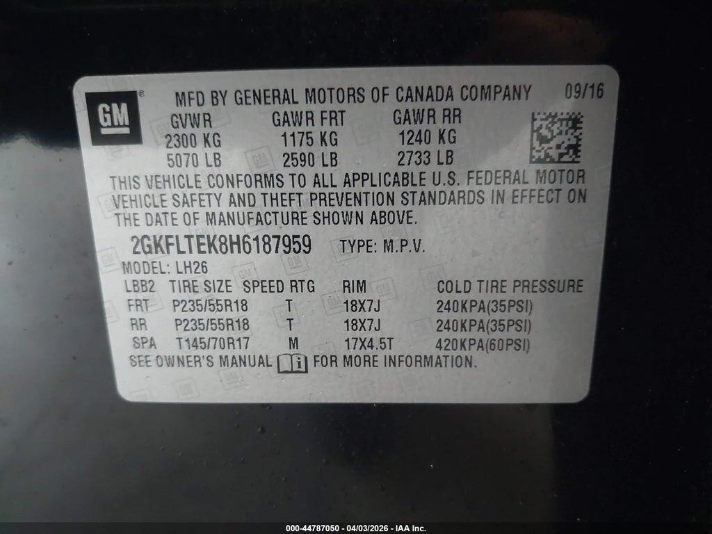 2GKFLTEK8H6187959 2017 GMC TERRAIN photo no. 9