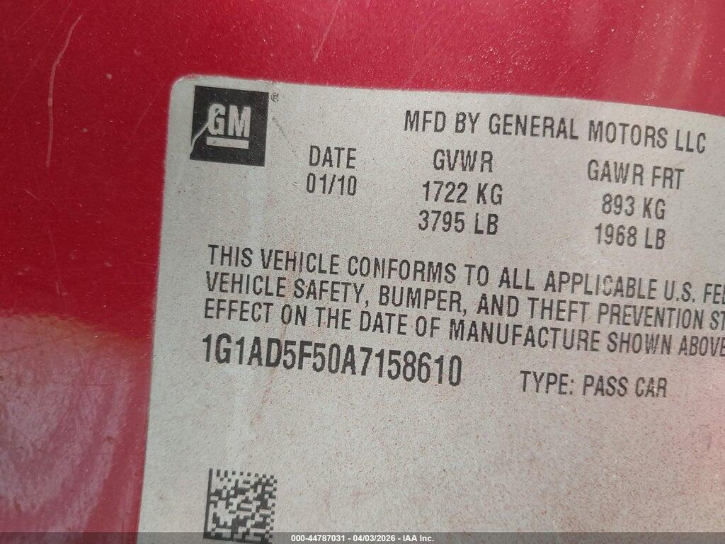 1G1AD5F50A7158610 2010 CHEVROLET COBALT photo no. 9