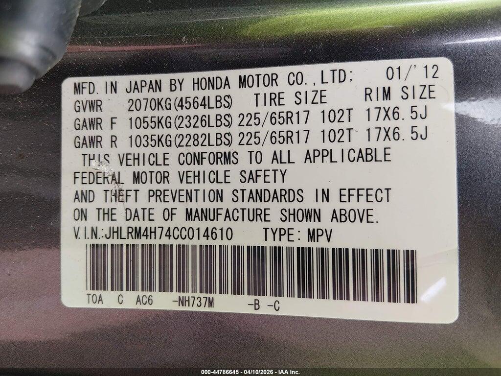 JHLRM4H74CC014610 2012 HONDA CR-V photo no. 9