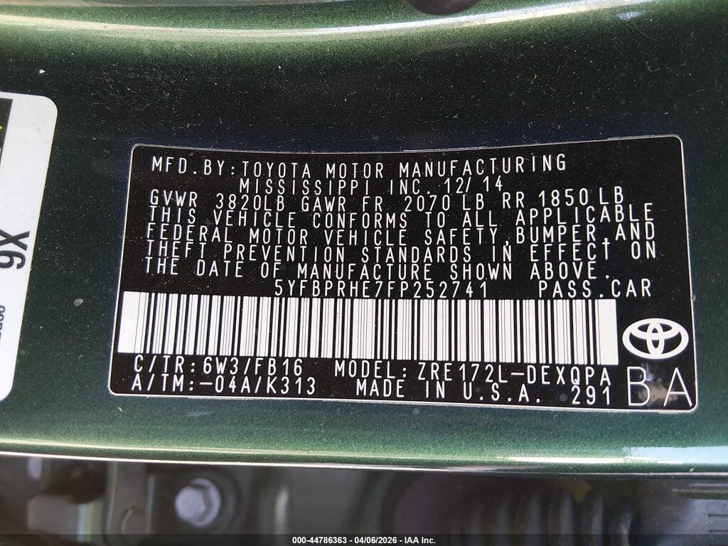 5YFBPRHE7FP252741 2015 TOYOTA COROLLA photo no. 9