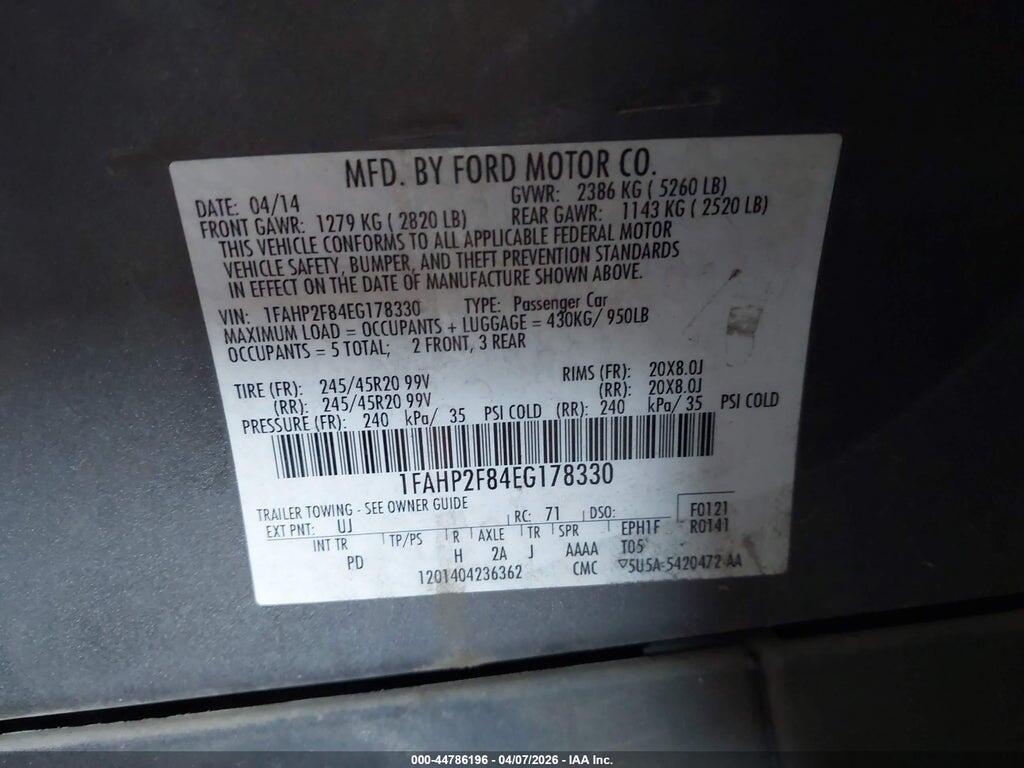 1FAHP2F84EG178330 2014 FORD TAURUS photo no. 9
