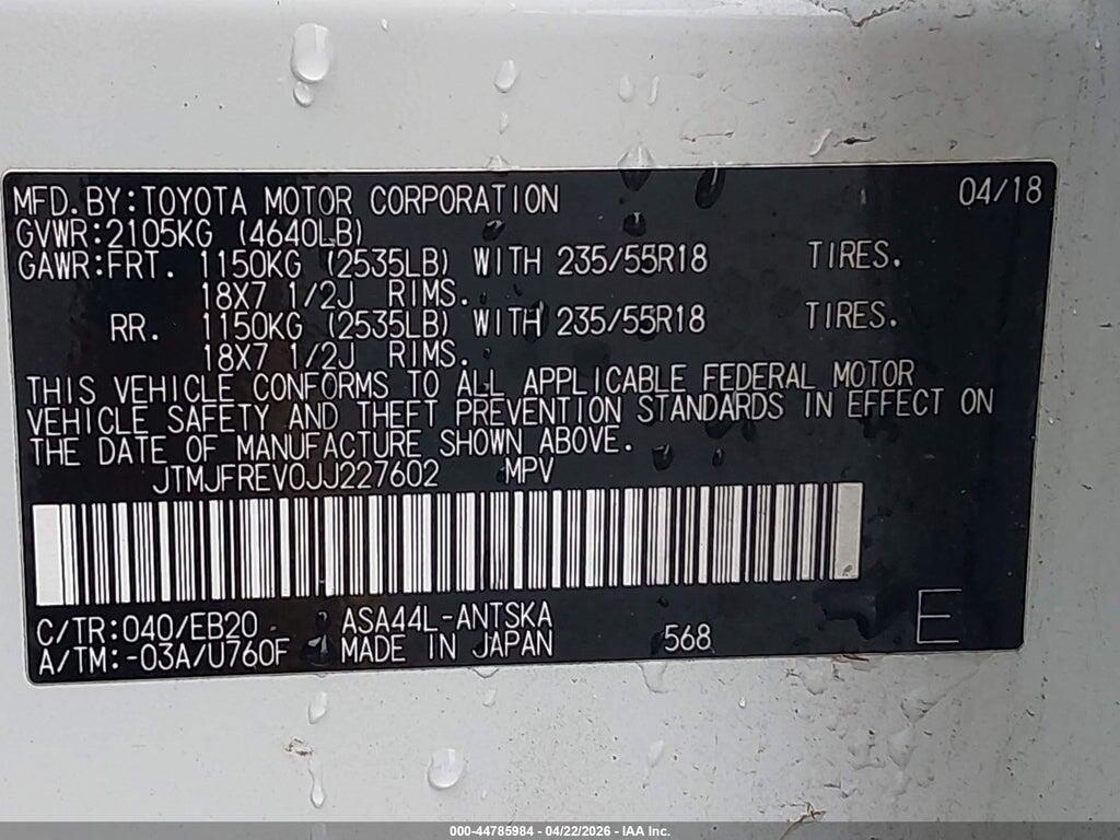 JTMJFREV0JJ227602 2018 TOYOTA RAV4 photo no. 9
