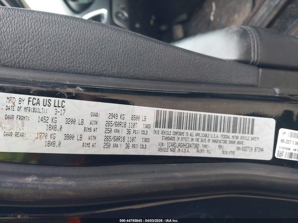 1C4RDJAG0HC847382 2017 DODGE DURANGO photo no. 9