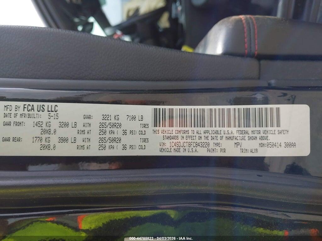 1C4SDJCT8FC843220 2015 DODGE DURANGO photo no. 9