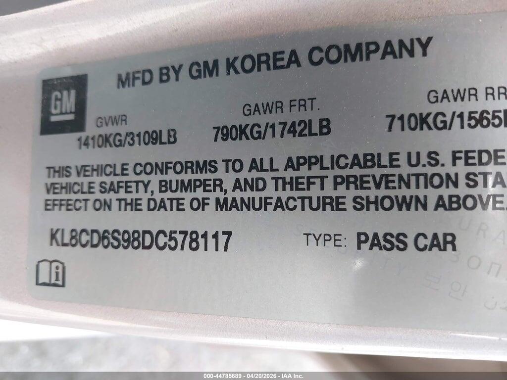 KL8CD6S98DC578117 2013 CHEVROLET SPARK photo no. 9