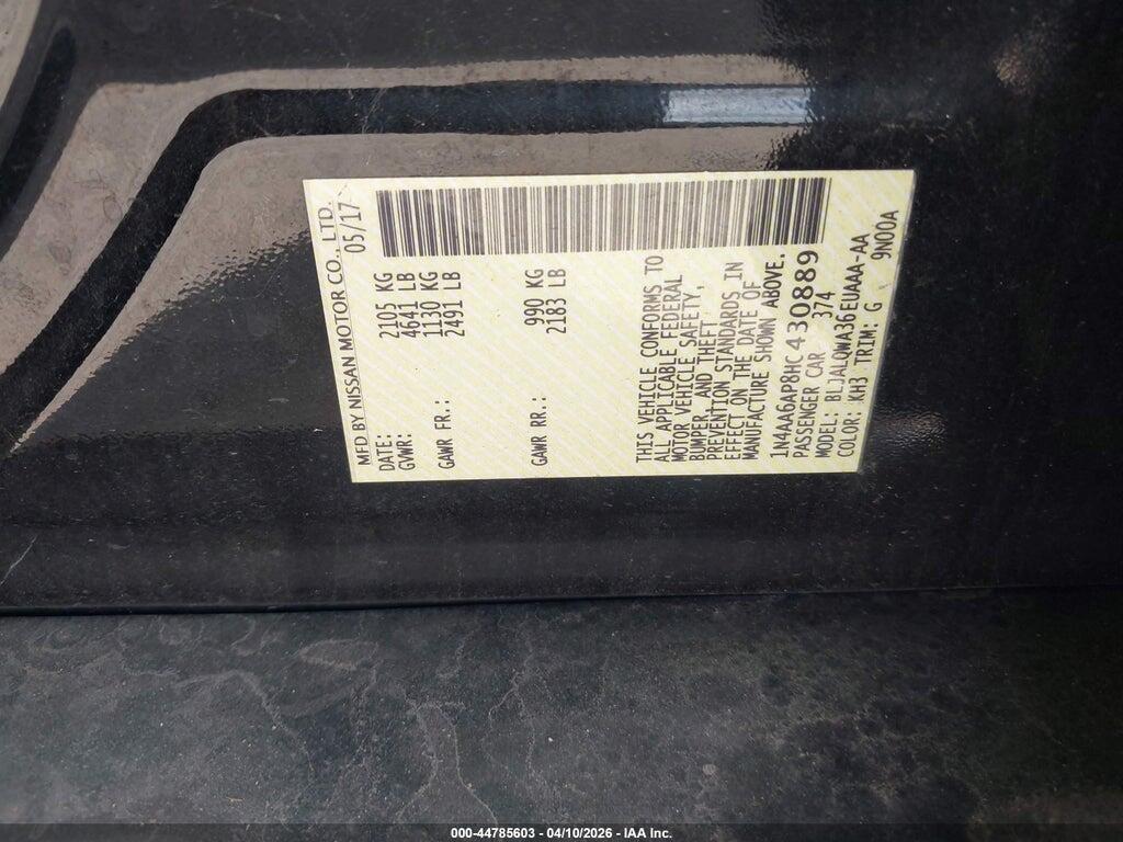 1N4AA6AP8HC430889 2017 NISSAN MAXIMA photo no. 9