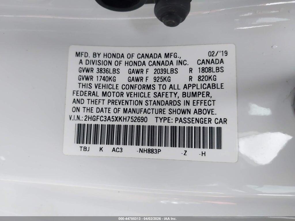 2HGFC3A5XKH752690 2019 HONDA CIVIC SI photo no. 9