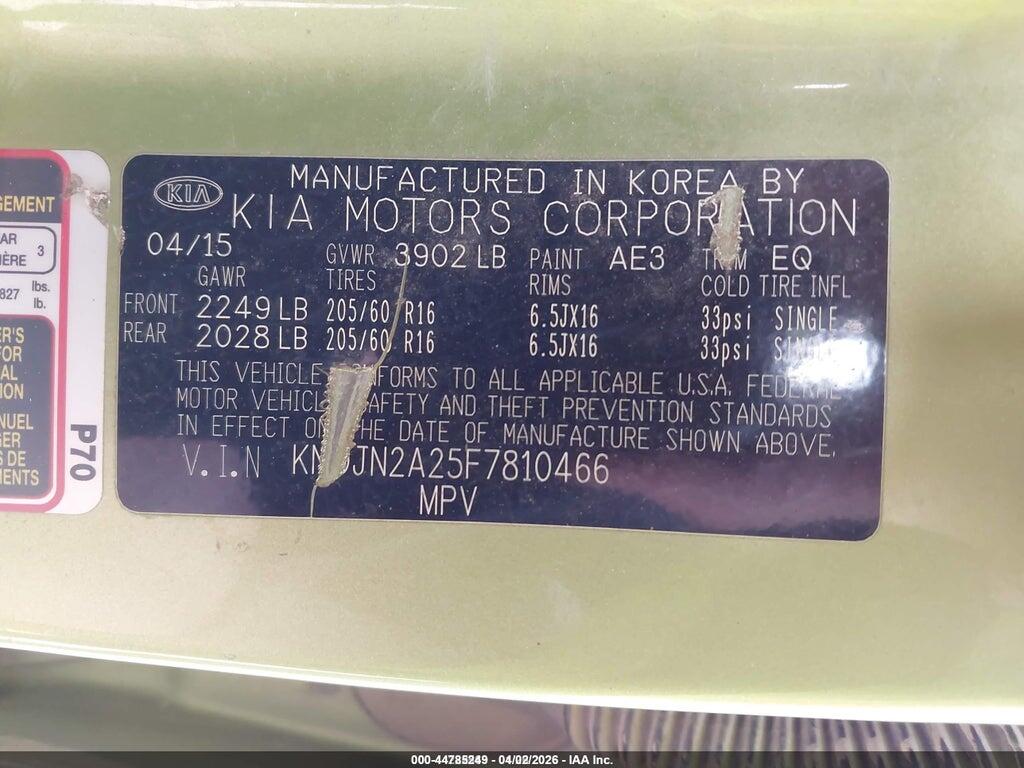 KNDJN2A25F7810466 2015 KIA SOUL photo no. 9