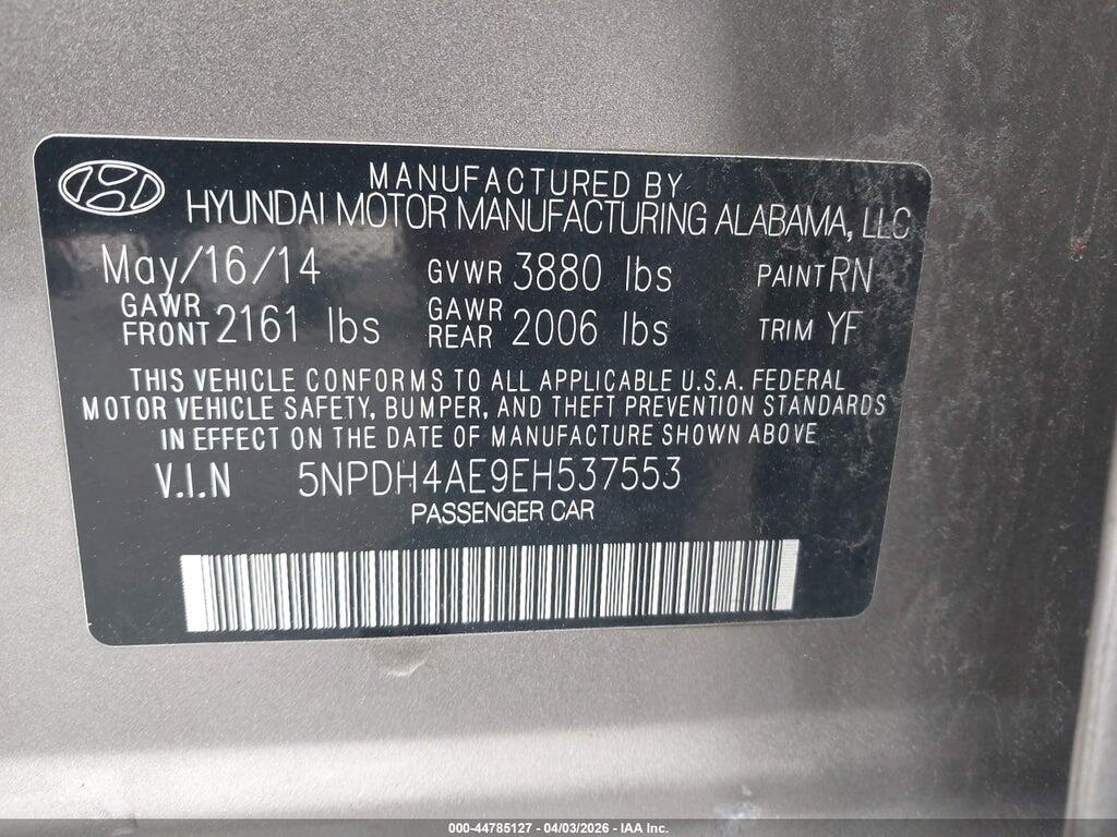 5NPDH4AE9EH537553 2014 HYUNDAI ELANTRA photo no. 9