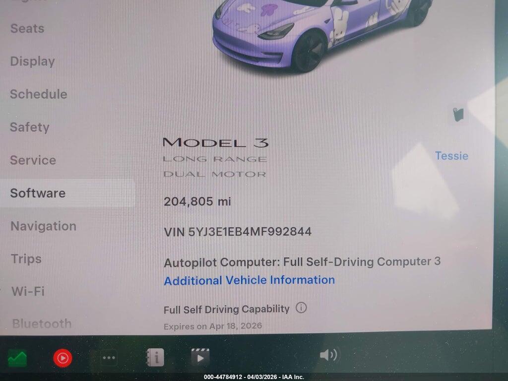 5YJ3E1EB4MF992844 2021 TESLA MODEL 3 photo no. 7