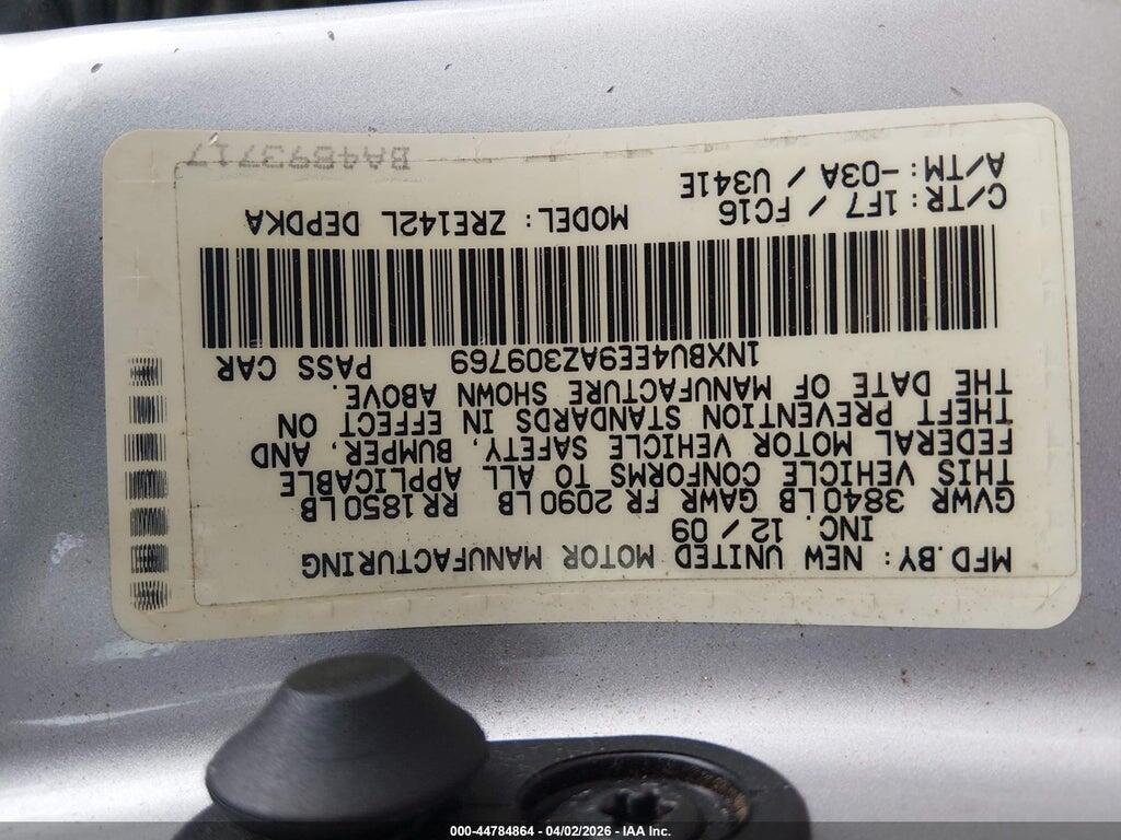1NXBU4EE9AZ309769 2010 TOYOTA COROLLA photo no. 9