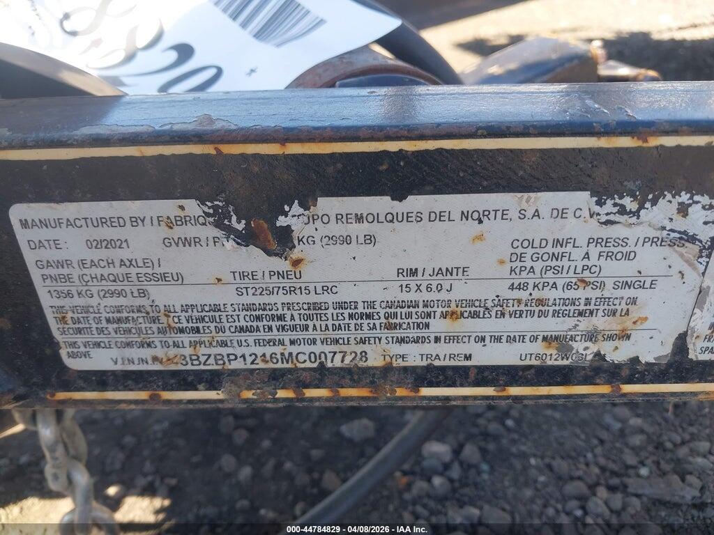 3BZBP1216MC007728 2021 UTILITY TRAILER MFG UT6012W03L photo no. 9
