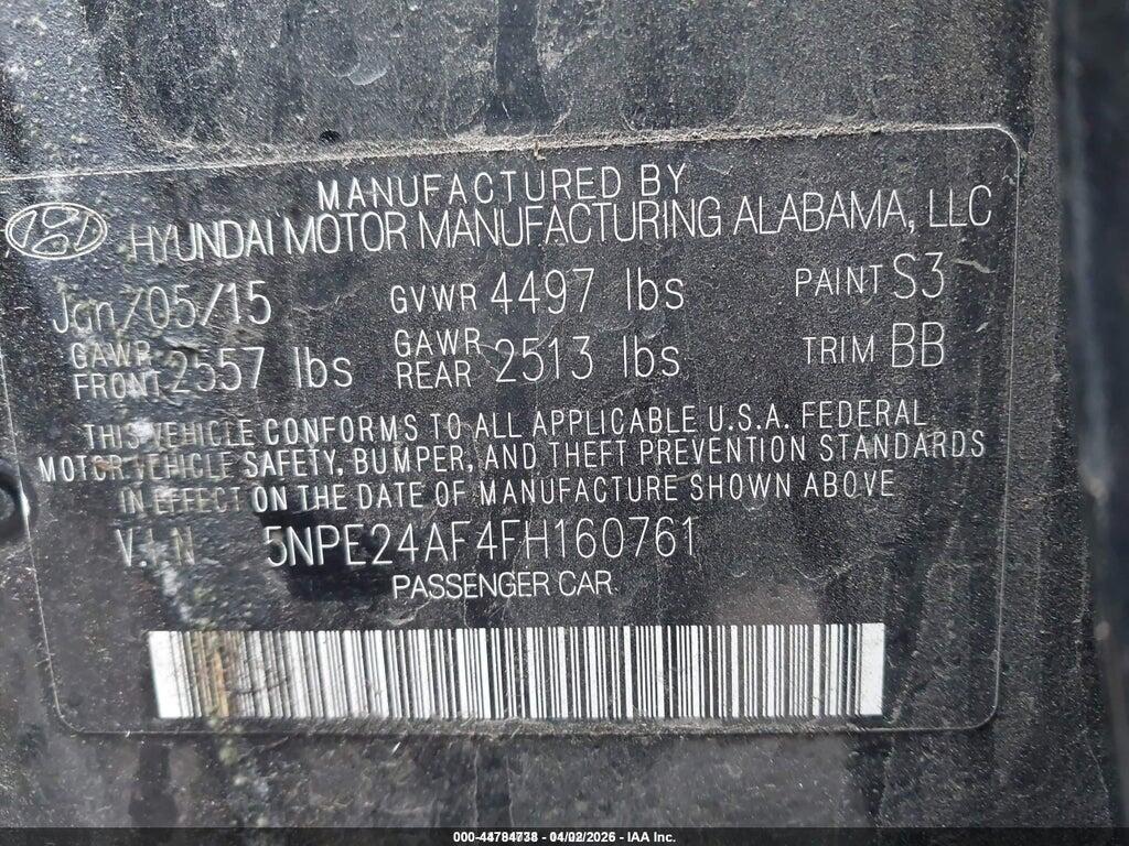 5NPE24AF4FH160761 2015 HYUNDAI SONATA photo no. 9