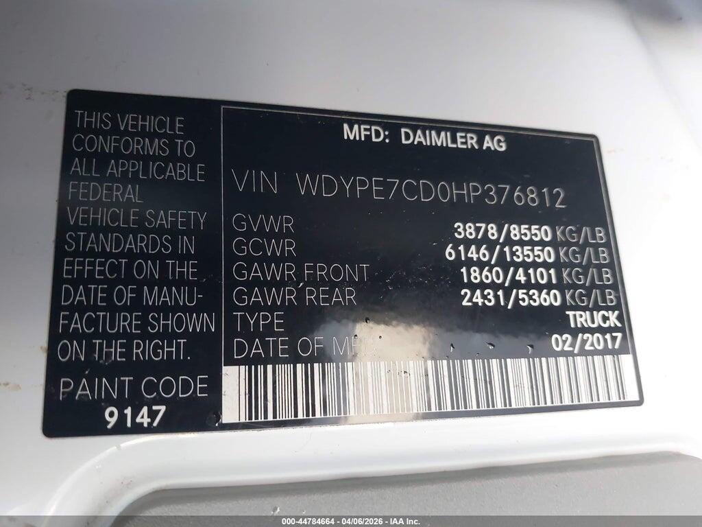 WDYPE7CD0HP376812 2017 FREIGHTLINER SPRINTER 2500 photo no. 9