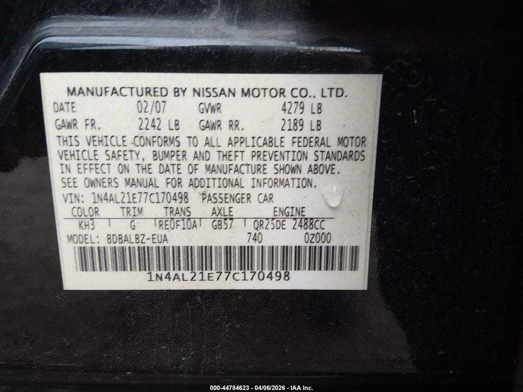1N4AL21E77C170498 2007 NISSAN ALTIMA photo no. 9