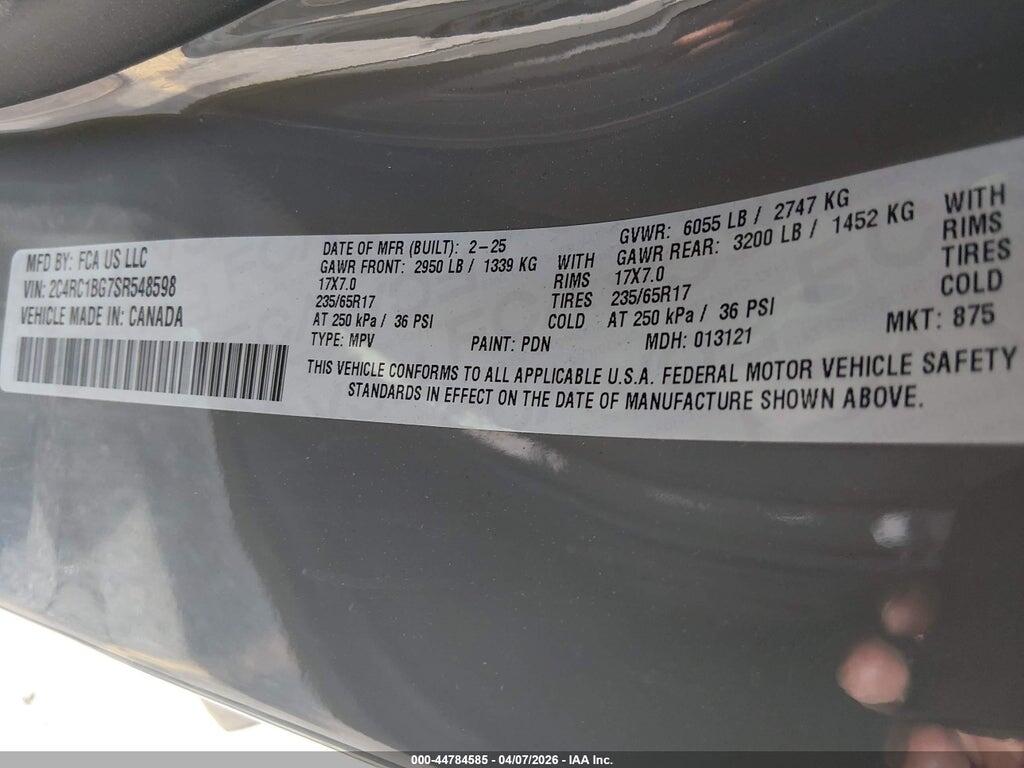 2C4RC1BG7SR548598 2025 CHRYSLER PACIFICA photo no. 9